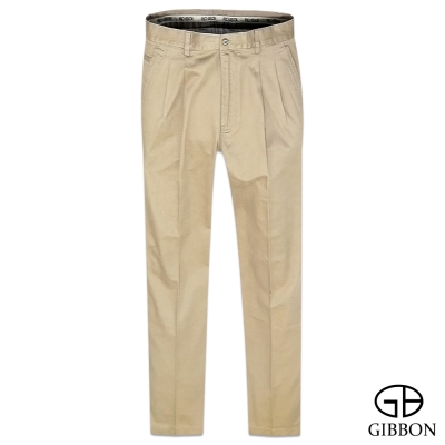 GIBBON 彈性幾何織紋口袋打摺長褲‧褐色31~40