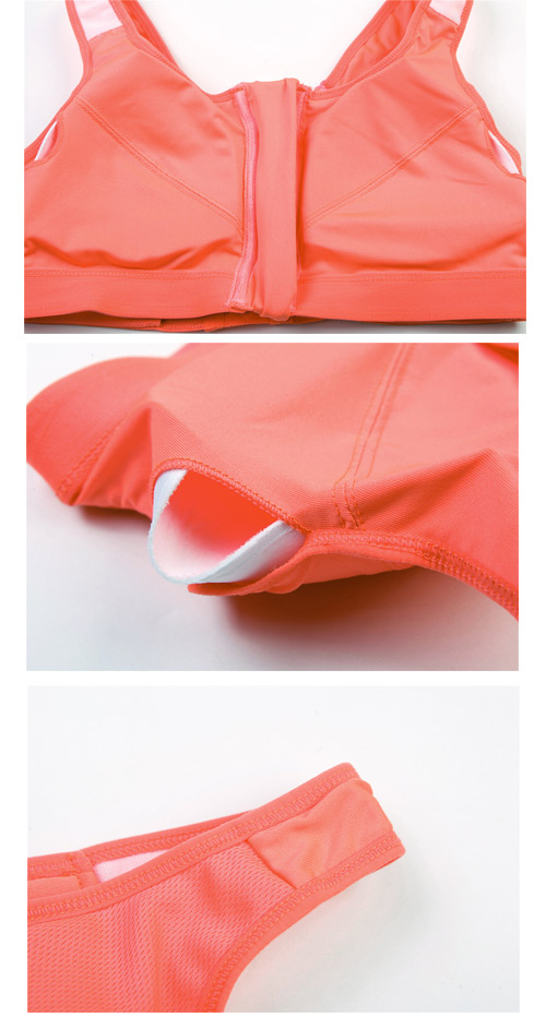 運動內衣 前拉鍊式透氣無鋼圈運動內衣 (粉色)-AQUA Peach
