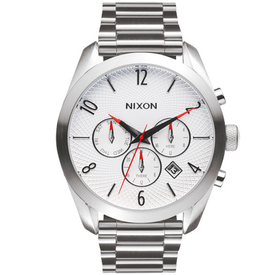 NIXON BULLET CHRONO先鋒計時網紋腕錶-白X銀/43mm