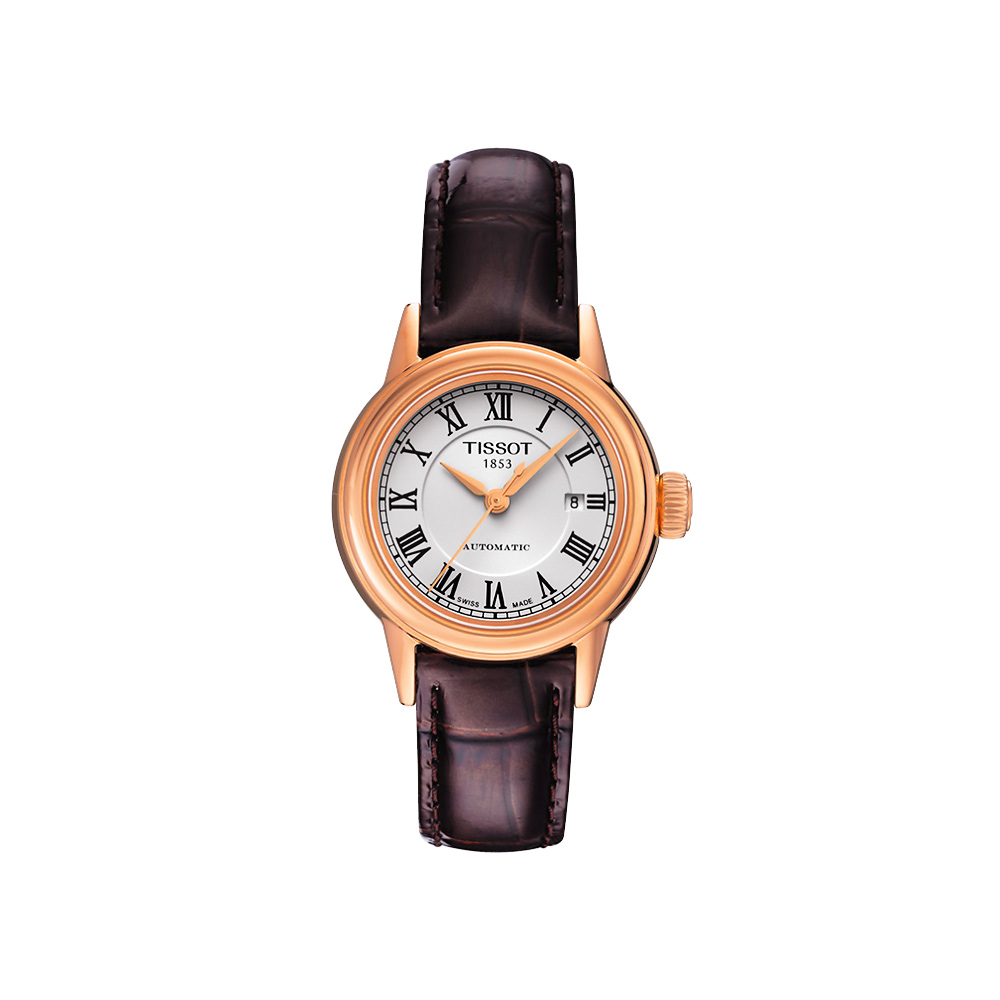 TISSOT 天梭 官方授權 T-Classic Carson 羅馬機械女錶-銀x玫塊金/29mm T0852073601300