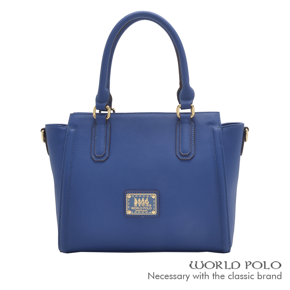 WORLD POLO-深色誘惑兩用方形購物包-藍色