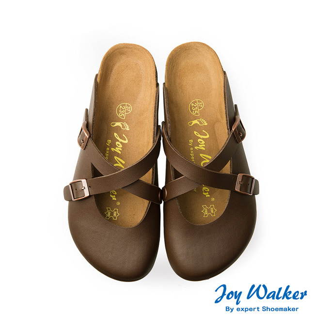 Joy Walker 經典交叉包頭拖鞋*深咖啡