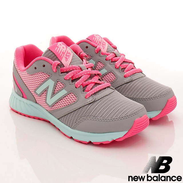 NewBalance 綁帶慢跑款 455GPY 灰粉 (中大童段)T1