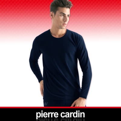 Pierre Cardin皮爾卡登 舒適保暖彈力棉圓領長袖衫-4入組