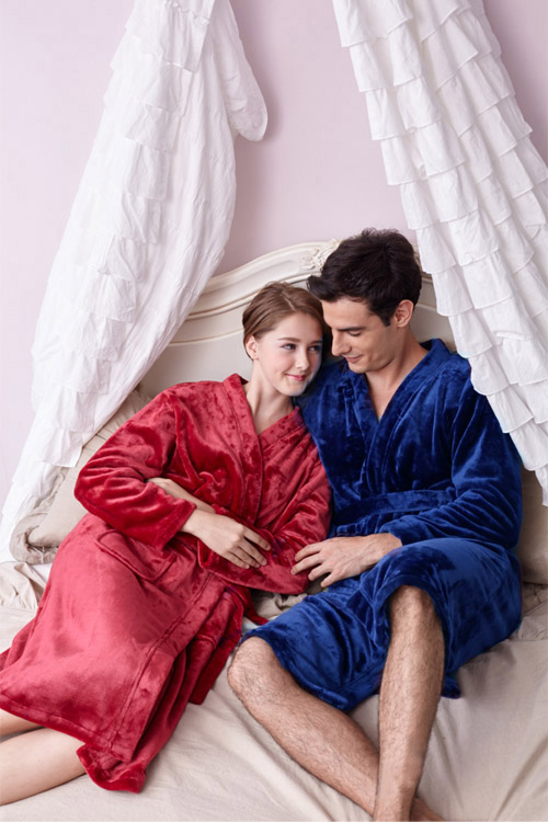 睡衣 極暖柔軟水貂絨男性長袖睡袍(20242)深藍色-蕾妮塔塔