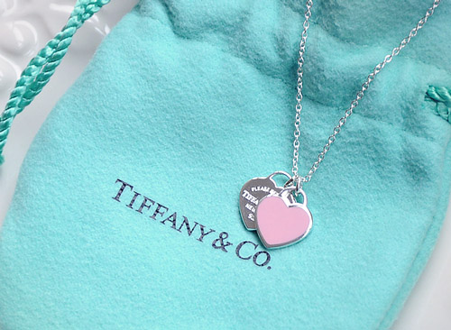 Tiffany&Co. Return to Tiffany 迷你雙色雙心純銀項鍊 粉紅色