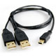Cable USB2.0高速傳輸線2A(2公Y型線)-Mini USB公 80公分 product thumbnail 1