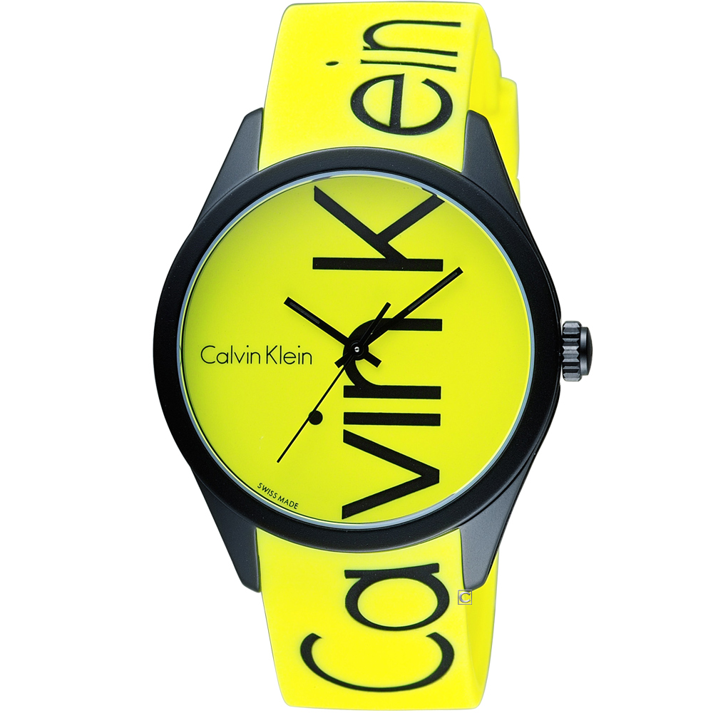 CK Calvin Klein K5E color 炫彩系列腕錶-黃/40mm