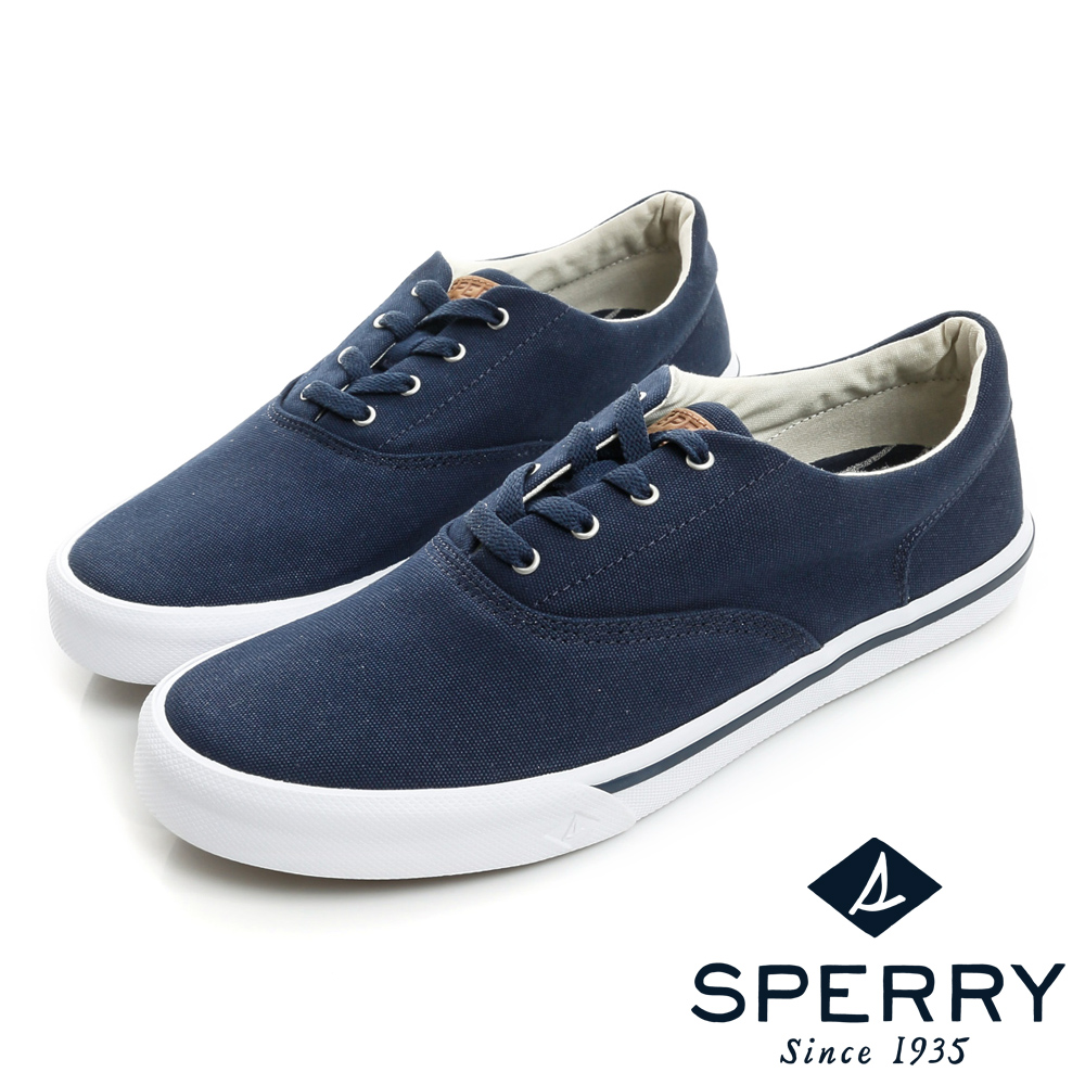 SPERRY Striper 潮流進化吸震減壓帆布休閒鞋(男)-海軍藍