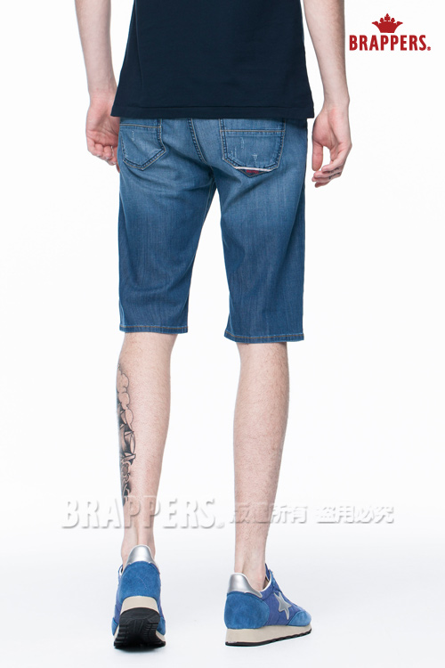 BRAPPERS 男款 HM中腰系列-男用中腰彈性天絲棉五分短褲-淺藍