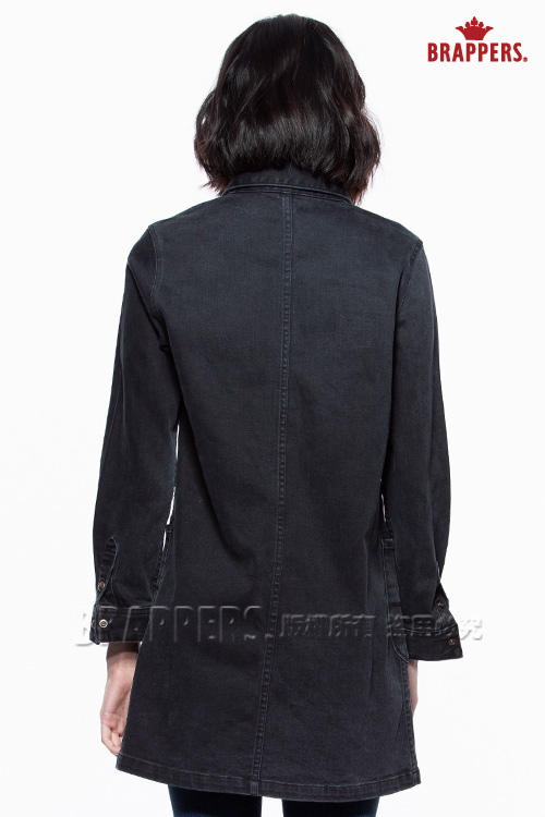 BRAPPERS 女款 Boy Friend牛仔夾克系列-女用長袖長版外套-灰黑