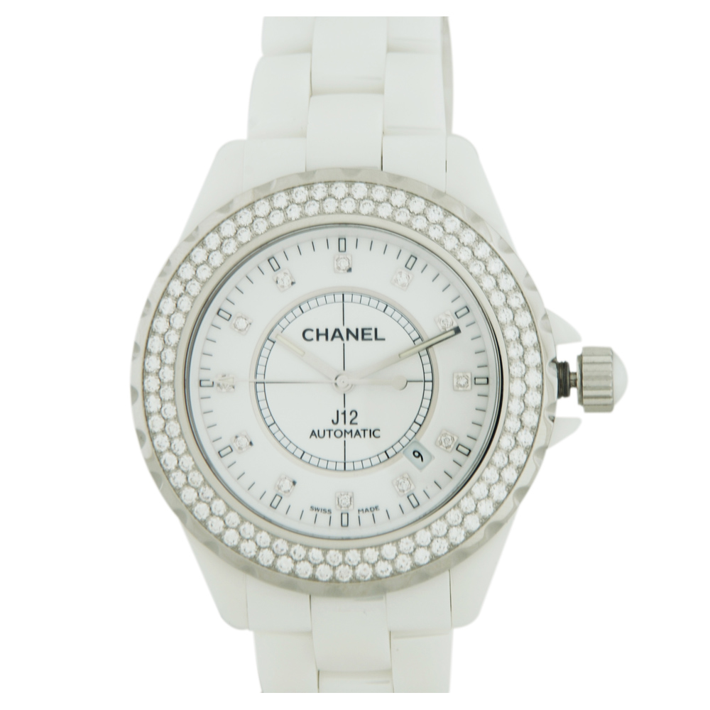 CHANEL J12 H2013 陶瓷寶石鑽錶-白/42mm