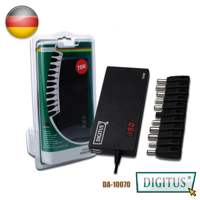 曜兆DIGITUS通用平板USB充電孔加70W筆電變壓器(平板筆電雙充電)