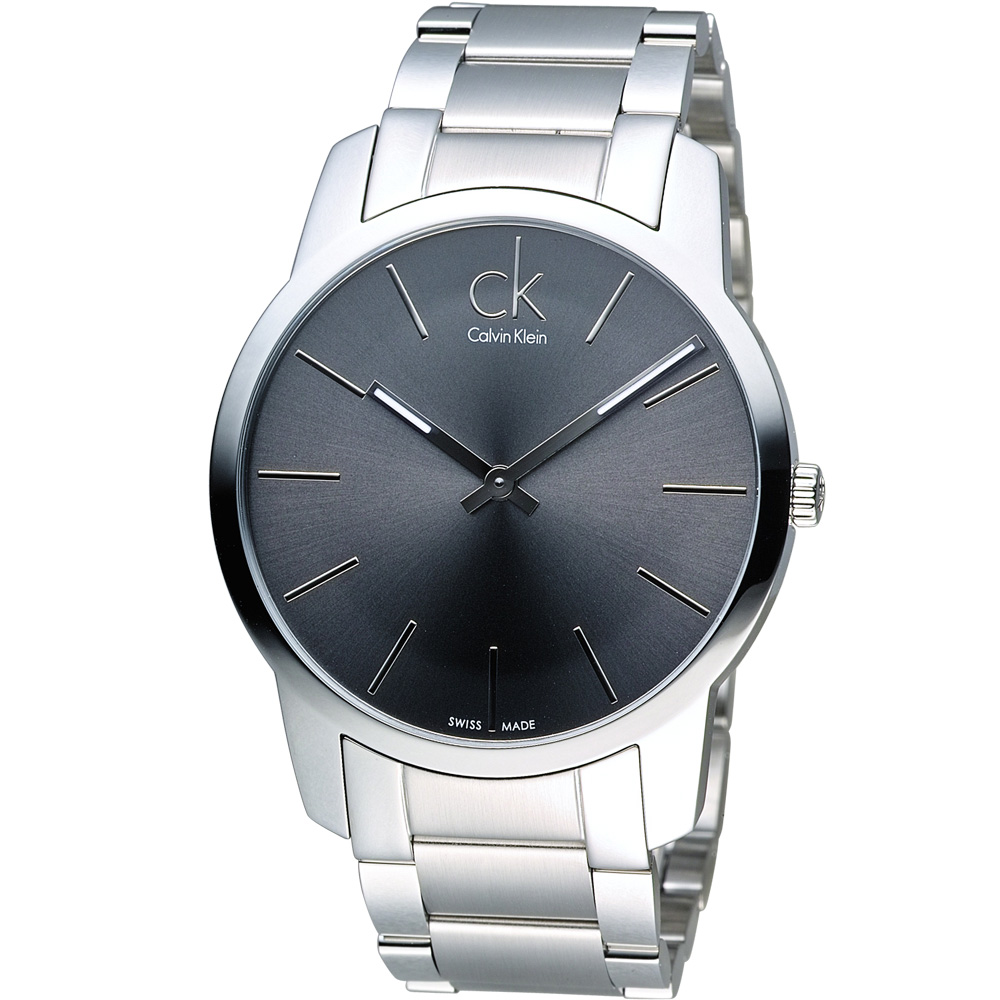 Calvin Klein 經典簡約石英腕錶-灰/43mm