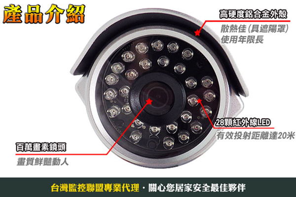 監視器攝影機 - KINGNET 利凌監控大廠 AHD1080P 紅外線28顆夜視燈