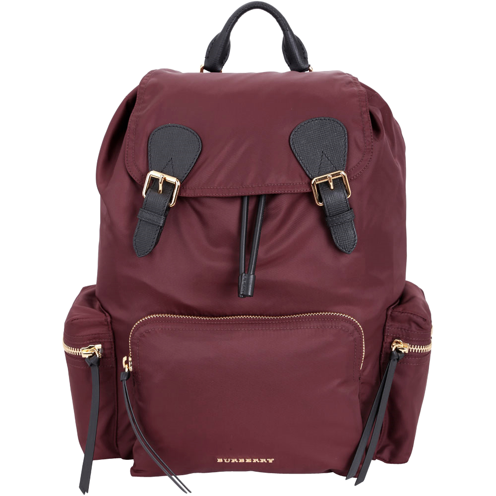 BURBERRY The Rucksack 撞色拼接尼龍後背包(大/酒紅色)