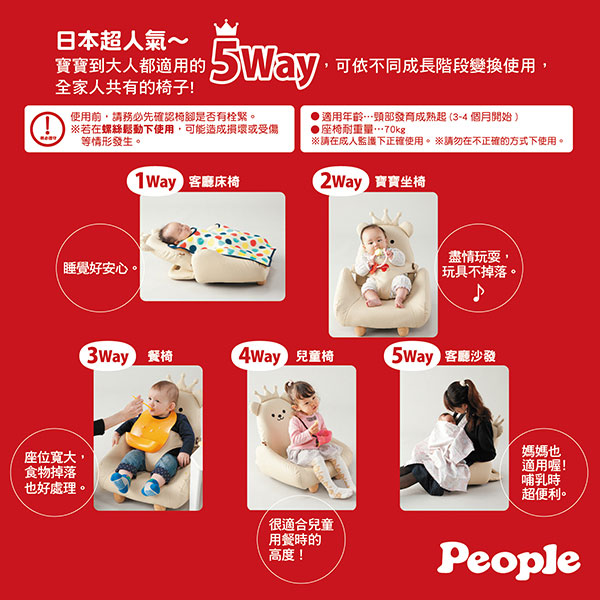 日本People-Teddy hug四段折疊沙發床椅(1年保固)(耐重70kg)(寶寶到大人都適用)