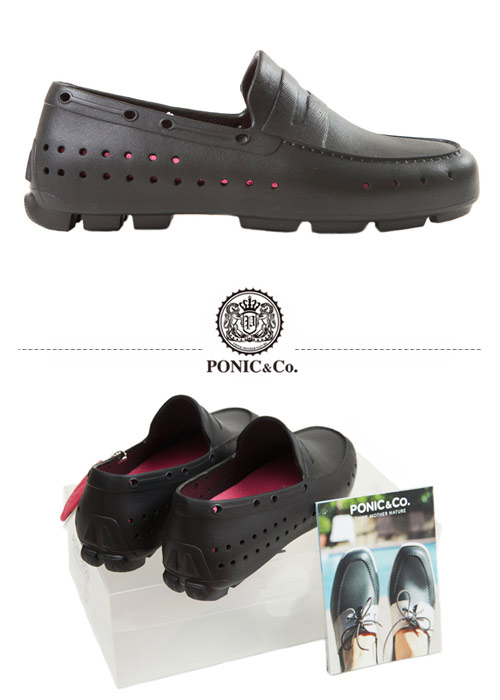 (男/女)Ponic&Co美國加州環保防水洞洞懶人鞋-黑色
