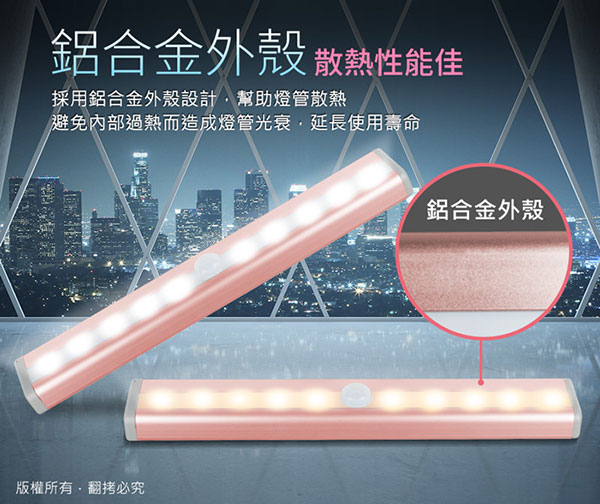 aibo LI-06P 玫瑰金 智能LED磁吸式薄型迷你感應燈(電池式)