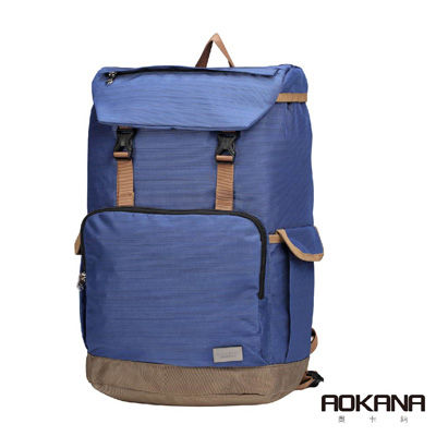 AOKANA奧卡納 輕量防潑水護脊電腦商務後背包(紳士藍)68-092