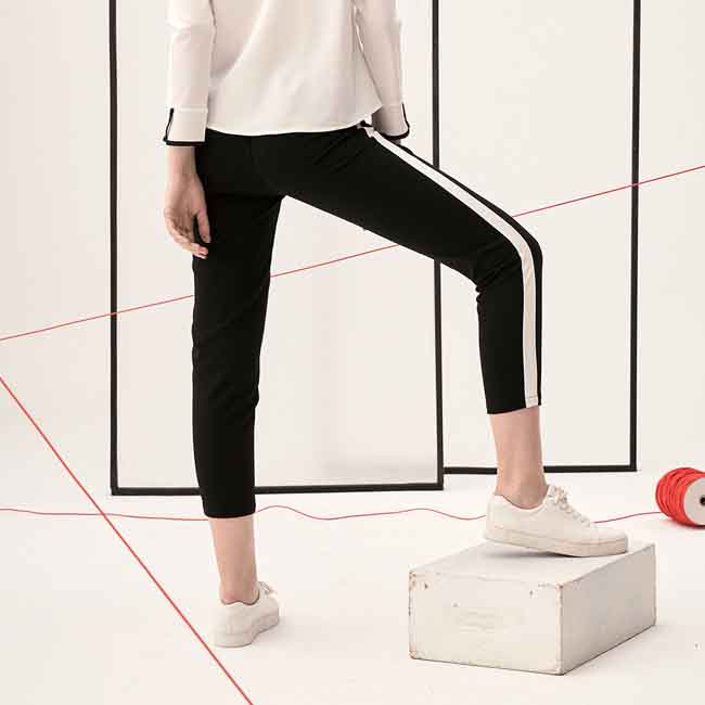 東京著衣-KODZ歐美流行運動風撞色拼接設計西裝褲-S.M.L(共一色)