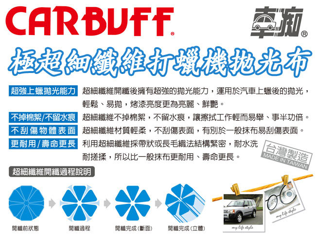 CARBUFF 車痴極超細纖維拋光布套3入(適用6-7吋) MH-8016