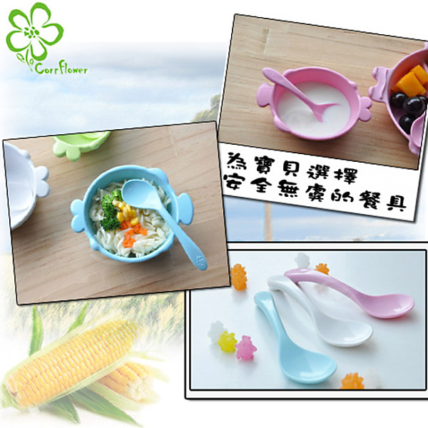 Cornflower玉米花海洋派對玉米餐具-學習湯匙5入