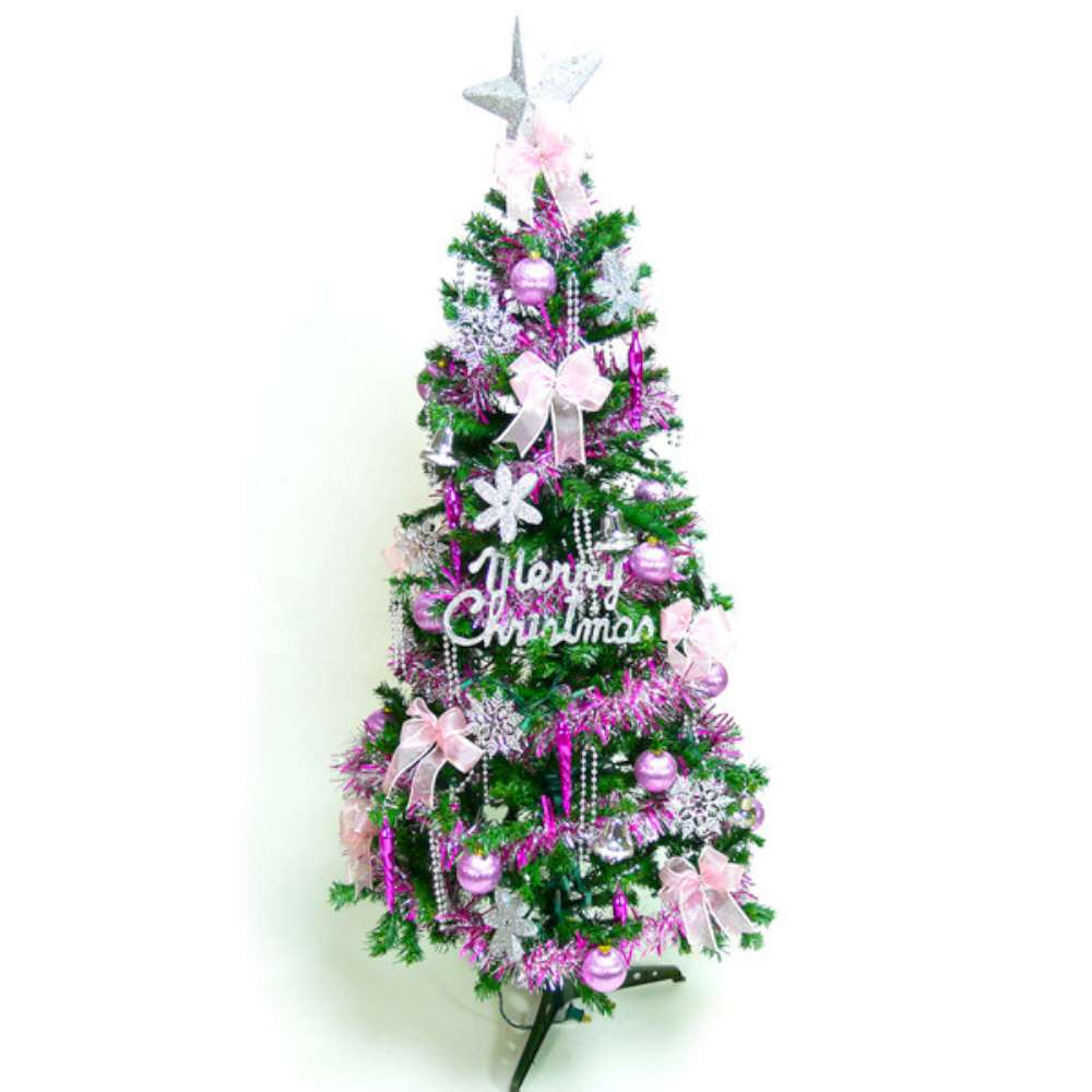 超級幸福10尺(300cm)一般型裝飾綠聖誕樹(+銀紫色系配件組)(不含燈)