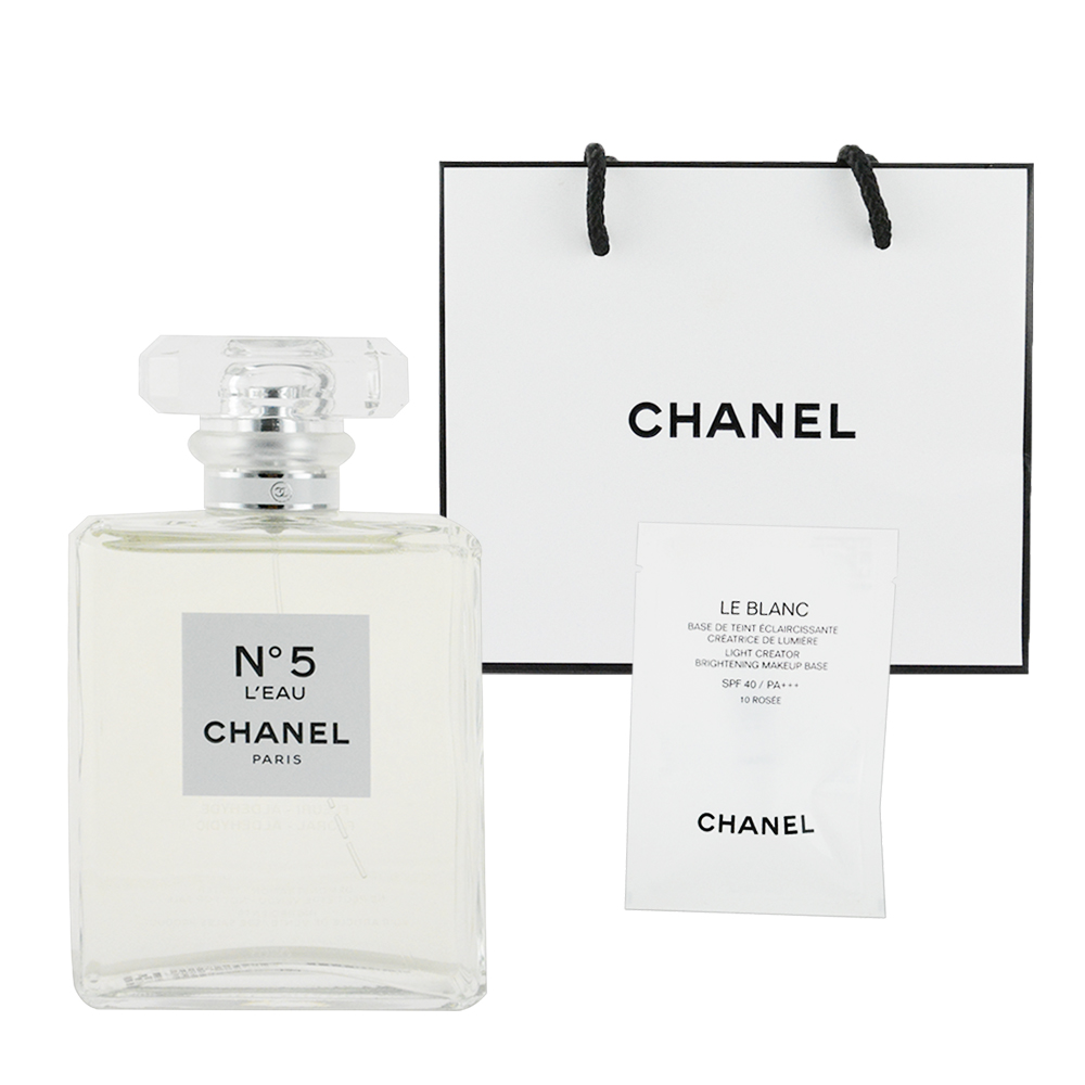 CHANEL香奈兒 N°5 L EAU 清新晨露 淡香水100ml 贈提袋及美妝小物