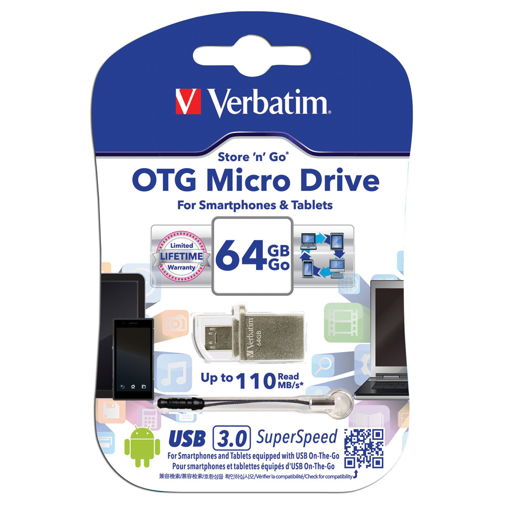 Verbatim 威寶 64GB OTG micro USB3.0 雙介面輕巧高速隨身碟