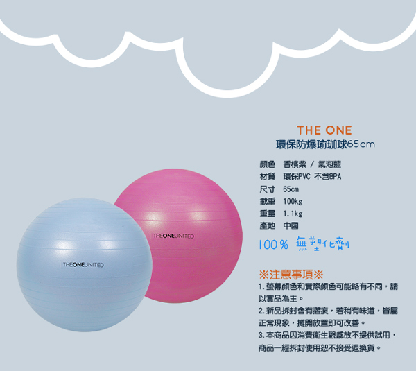 【The One】環保防爆瑜珈球65cm(附打氣筒)