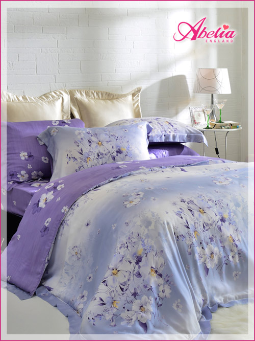 英國Abelia 紫戀花妍 特大木漿纖維八件式兩用被床罩組