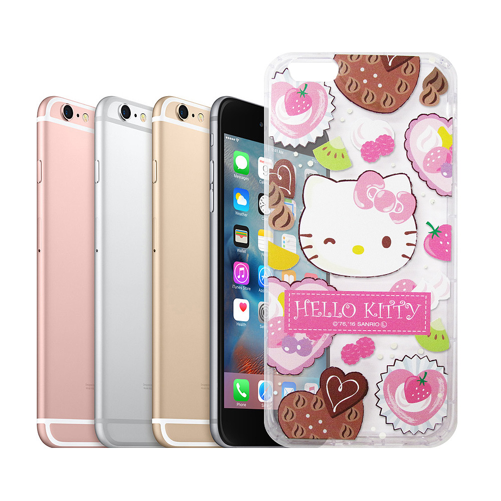 Hello Kitty貓 iPhone 6s plus 5.5吋 透明空壓防震殼(甜食)