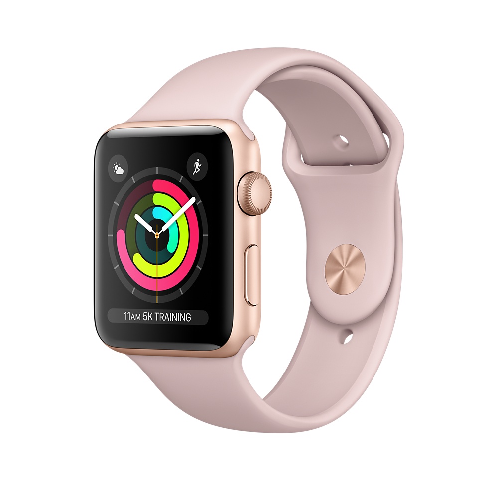 Apple Watch Series 3 GPS,42mm金色鋁金屬錶殼/粉沙色運動錶帶