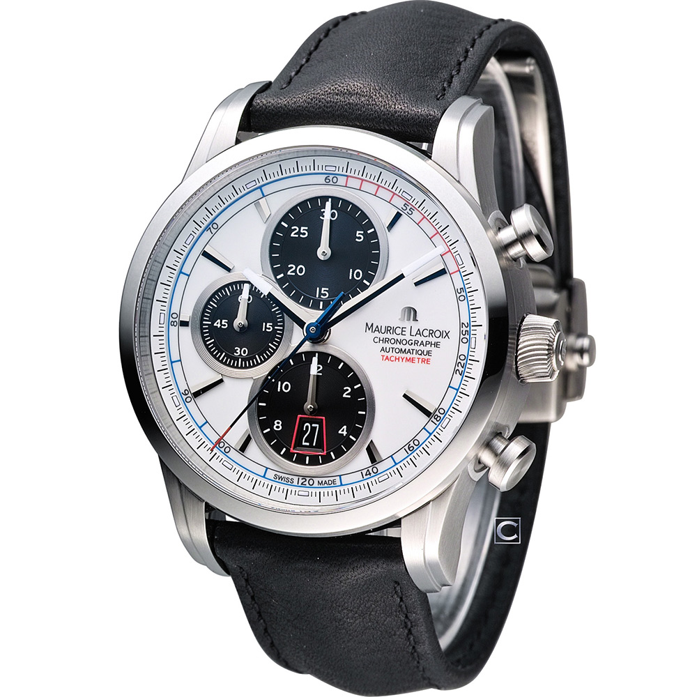 Maurice Lacroix 艾美表 奔濤系列 自動機械計時腕錶-白/43mm