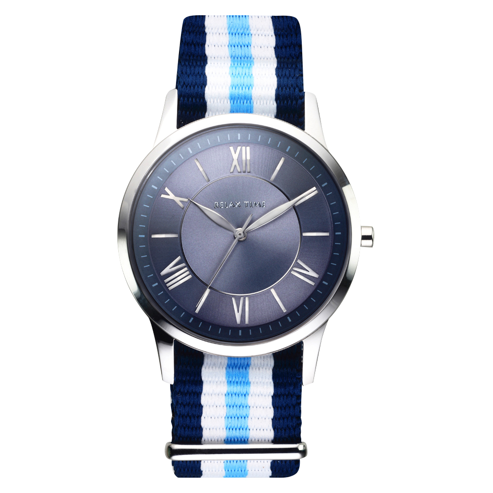 Relax Time 經典學院風格腕錶-藍/42mm