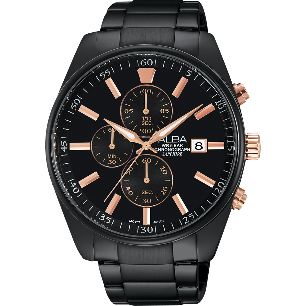 ALBA 台灣限量城市情人計時腕錶(AM3263X1)-黑/43mm