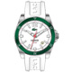 Lacoste 鱷魚 運動風石英時尚腕錶-白x綠框/44mm product thumbnail 1