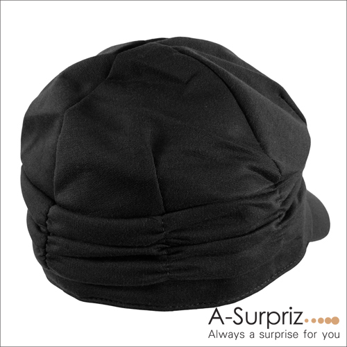 A-Surpriz 優雅皺褶貝蕾帽(氣質黑)