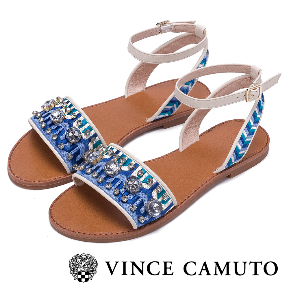 Vince Camuto 蔚藍寶石一字平底涼鞋-藍色