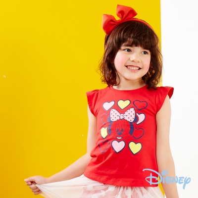 Disney甜美泡袖印圖上衣 紅色