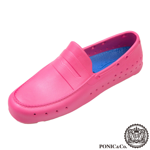 (男/女)Ponic&Co美國加州環保防水洞洞懶人鞋-桃紅色
