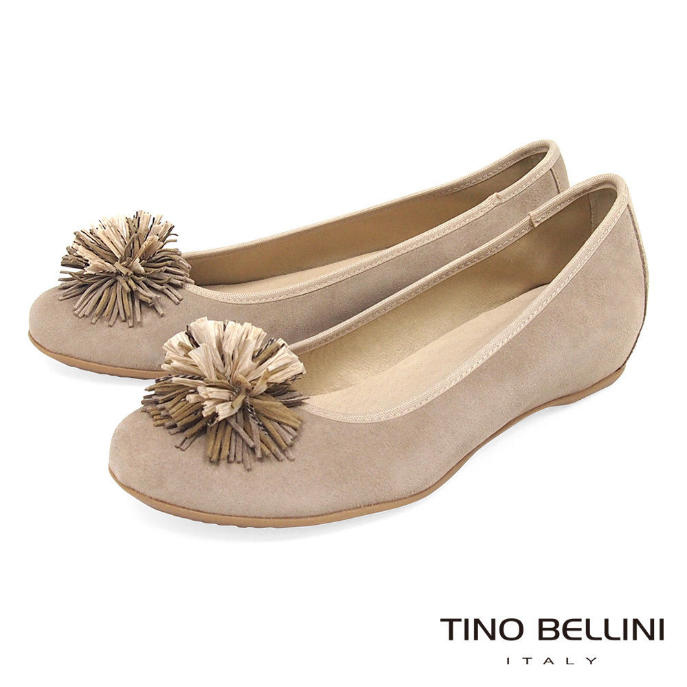 Tino Bellini 西班牙進口典雅繁花內增高娃娃鞋_ 駝