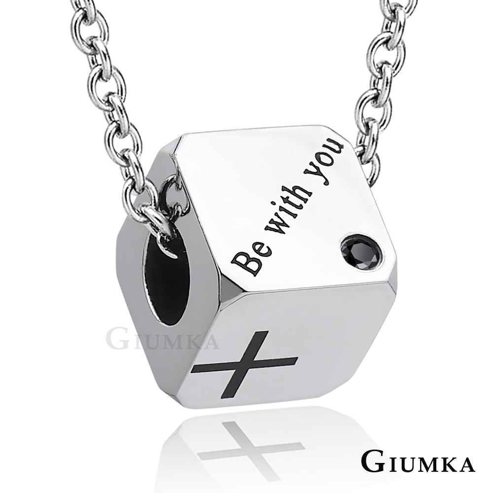 GIUMKA 方塊情人項鍊 珠寶白鋼 銀色男鍊