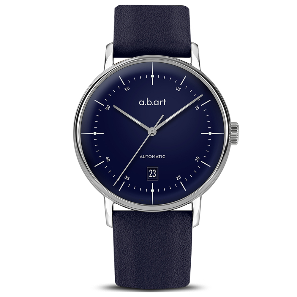 a.b.art G系列 復古日期大三針機械腕錶-藍色/40.5mm