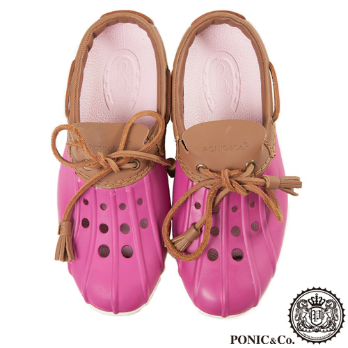 (男/女)Ponic&Co美國加州環保防水洞洞半包式拖鞋-桃紫色