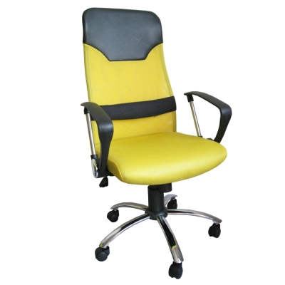 Dr.DIY 透氣網布(鋼管腳)高背主管椅/辦公椅/電腦椅(黃色)
