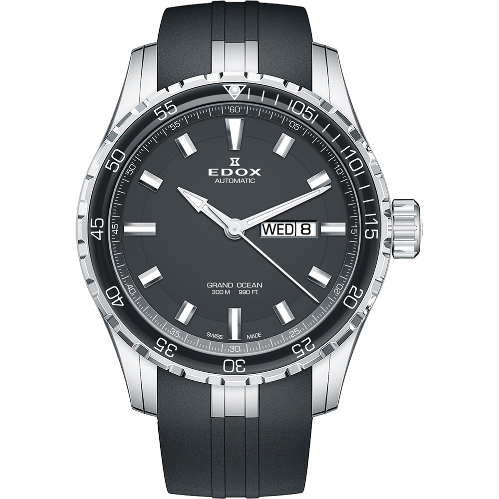 EDOX Gand Ocean 極速帆船自動星期日曆錶-黑/45mm