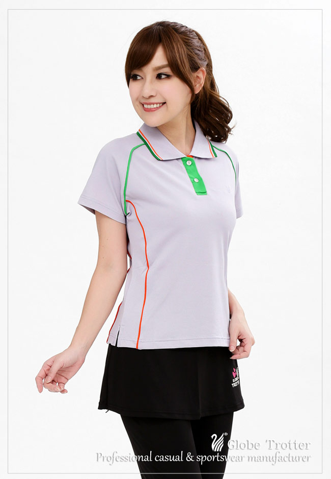 【遊遍天下】MIT台灣製女款抗UV涼爽吸濕排汗機能POLO衫S083淡紫