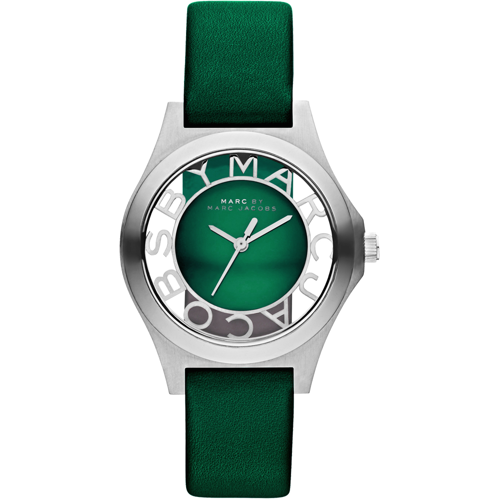 Marc by Marc Jacobs 浮雕鏤空系列腕錶-銀x綠/34mm